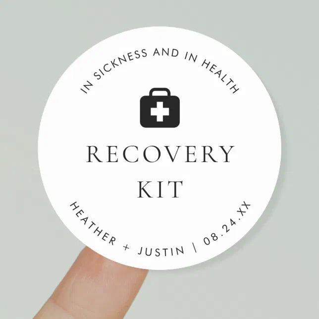 Modern Wedding Hangover Recovery Kit Classic Round Sticker | Zazzle