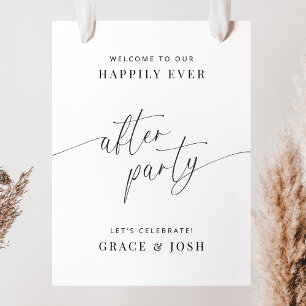 Modern Wedding Happy Ever After Party Welcome Sign