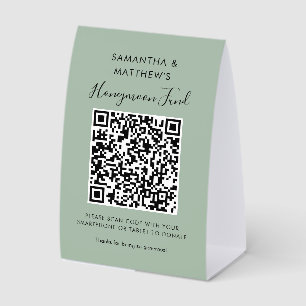 Modern Wedding Honeymoon Fund QR Code Donation Paper Table Tent