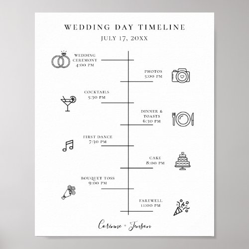 Modern Wedding Icons Timeline Program Poster