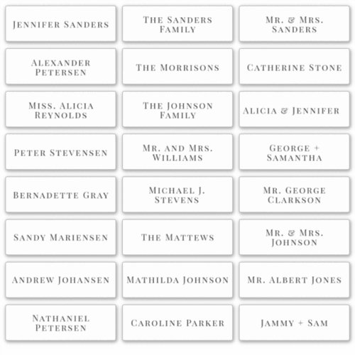 Modern wedding individual guest names labels