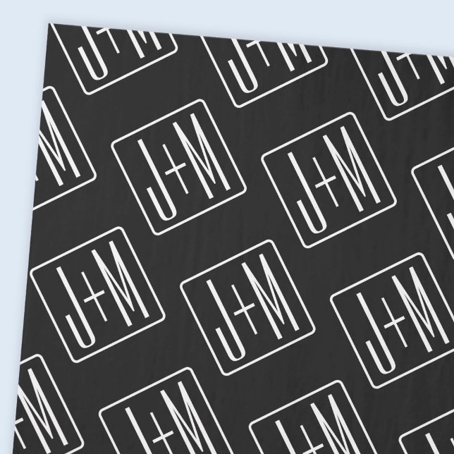 Modern Wedding Initials Pattern | Black & White Tissue Paper (Creator Uploaded)