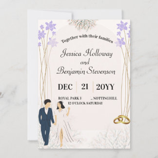 Modern wedding invitation beautiful pastel colors