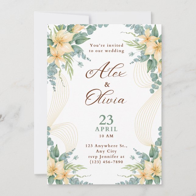 Modern Wedding Invitation Elegant Minimal Layout (Front)