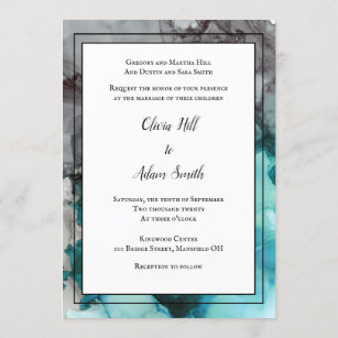 Modern Wedding Invitation Formal Wording Abstract