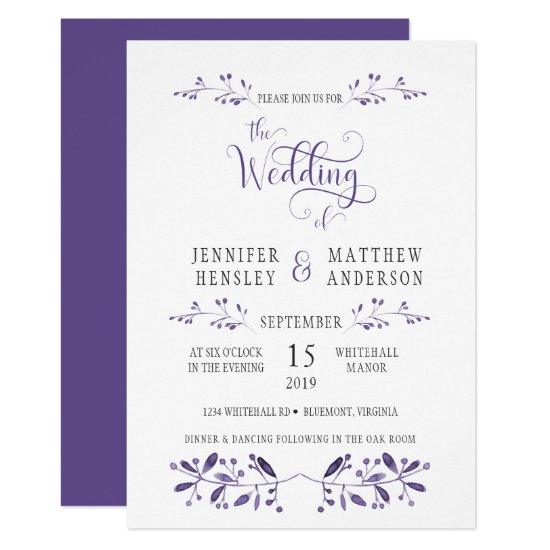 Modern Wedding Invitation in Ultra Violet