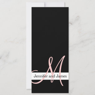 Modern Wedding Invitation Monogram Black Pink