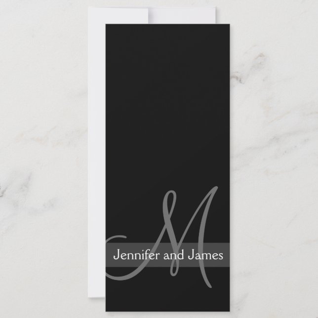 Modern Wedding Invitation Monogram Black White (Front)