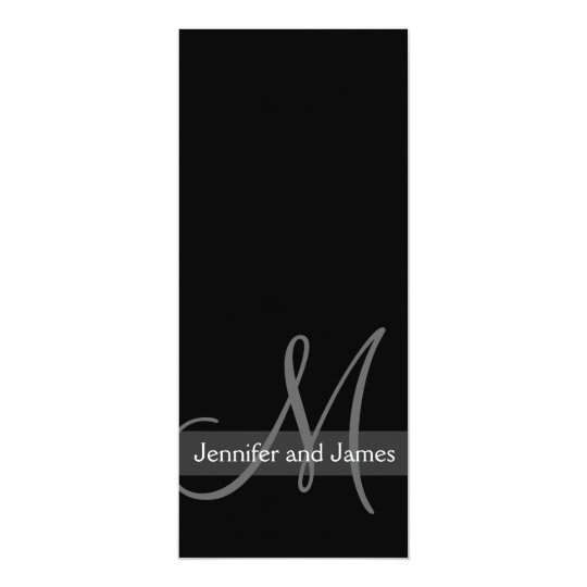 Modern Wedding Invitation Monogram Black White