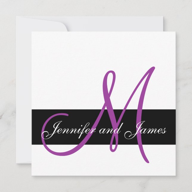 Modern Wedding Invitation Monogram Purple (Front)