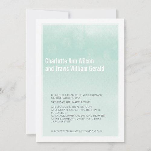 MODERN WEDDING INVITATION : ombre watercolor mint