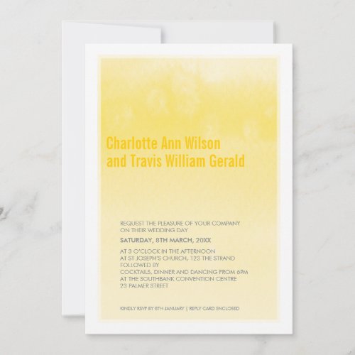 MODERN WEDDING INVITATION ombre watercolor yellow