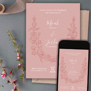 Modern Wedding Invitation With Floral Wreath