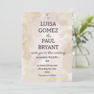 Modern Wedding Invitation with pastel backround