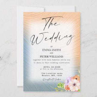 Modern wedding invitation with pastel colors 