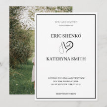 Modern Wedding Invitation with Photo on the Back