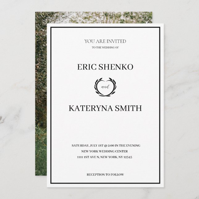 Modern Wedding Invitation with Photo on the Back (Front/Back)