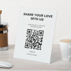 Modern Wedding Invitations with QR Code Pedestal Sign