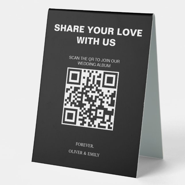 Modern Wedding Invitations with QR Code  Table Tent (Front)