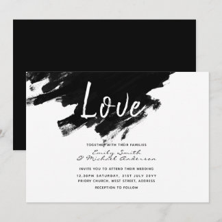 Modern Wedding Invites - Paint black white