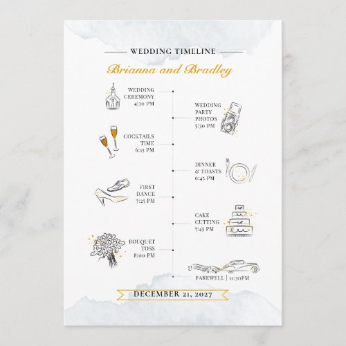 Modern Wedding Itinerary and Welcome Watercolor Program