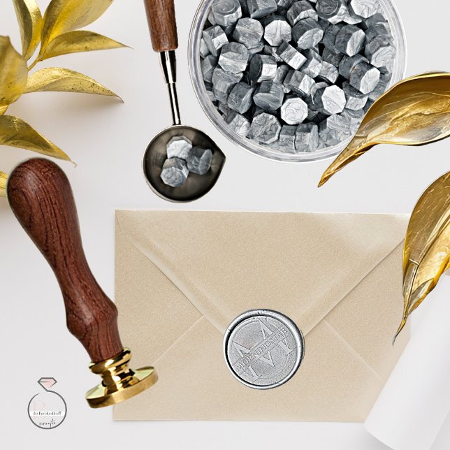 Modern Wedding Last Name and Initial  Wax Seal Sticker (Creator Uploaded)