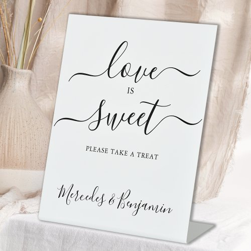 Modern Wedding Love Is Sweet Personalized Table  Pedestal Sign