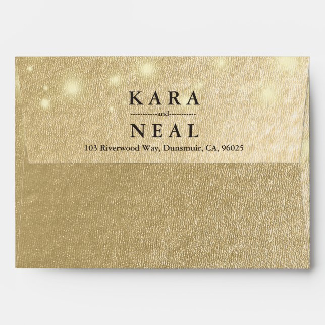 Modern Wedding Mason Jar String Lights Gold Foil Envelope (Back (Top Flap))