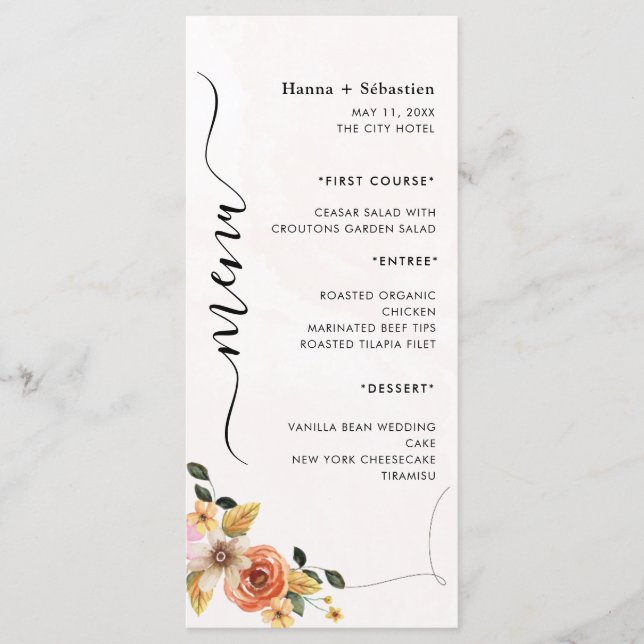 Modern  Wedding Menu (Front)