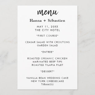 Modern Wedding Menu