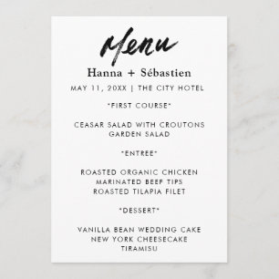 Modern Wedding Menu