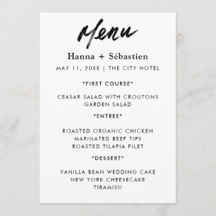 Modern Wedding Menu