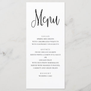 Modern wedding menu. Black and white dinner menu