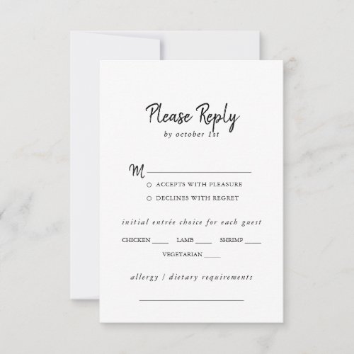 Modern Wedding Menu Choice RSVP