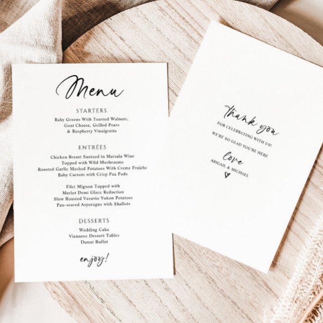 Modern Wedding Menu Simple Handwriting (Creator Uploaded)