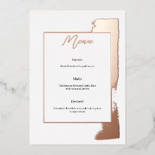 Modern wedding menu with painted foil invitation