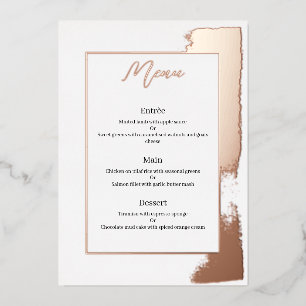 Modern wedding menu with painted foil invitation