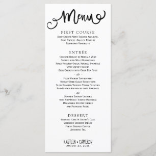 Modern Wedding Menus Rustic Typography (Black)