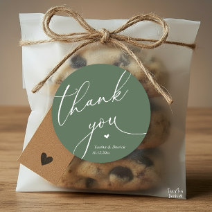 Modern Wedding Minimal Thank You Cute Heart Gifts Classic Round Sticker