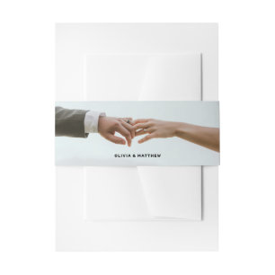 Modern Wedding Minimalist Clean Simple Photo Invitation Belly Band