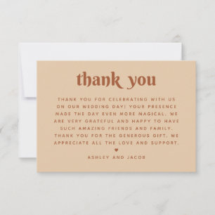 Modern Wedding   Minimalist Clean Warm Peach Sand Thank You Card