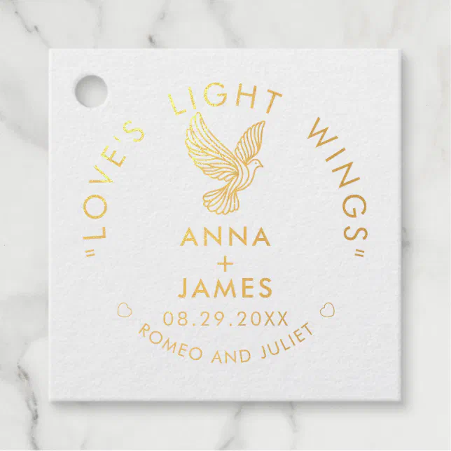 Modern Wedding Minimalist Elegant Romeo and Juliet Foil Favor Tags