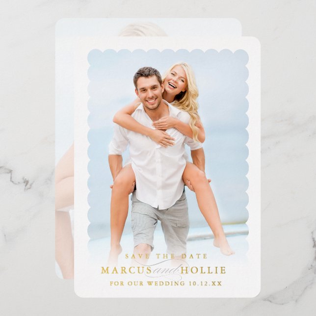 MODERN WEDDING minimalist engagement calligraphy Foil Invitation (Front/Back)