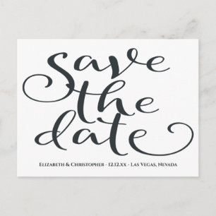 Modern Wedding Minimalist Save The Date Gray Postcard