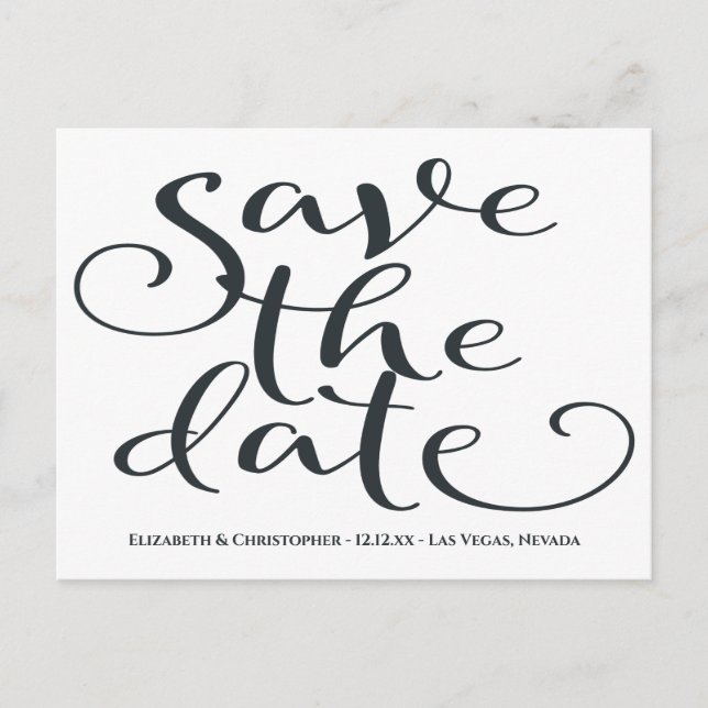 Modern Wedding Minimalist Save The Date Gray Postcard (Front)