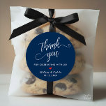Modern Wedding Minimalist Thank You Gifts Classic Round Sticker<br><div class="desc">Modern Wedding Minimalist Thank You Gifts Classic favor Round Sticker,  in classy script,  red heart,  with bride and groom signature and wedding date,  navy blue theme.</div>