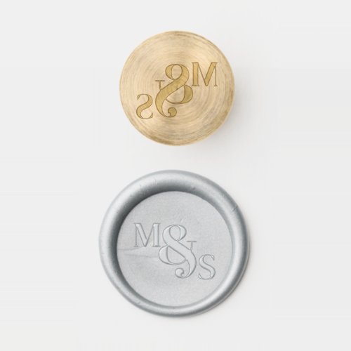Modern Wedding Monogram Ampersand Couple Name Wax Seal Stamp