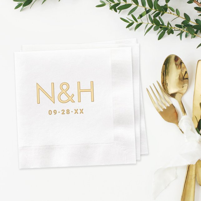 Modern Wedding Monogram Initials with Ampersand Foil Napkins (Creator Uploaded)
