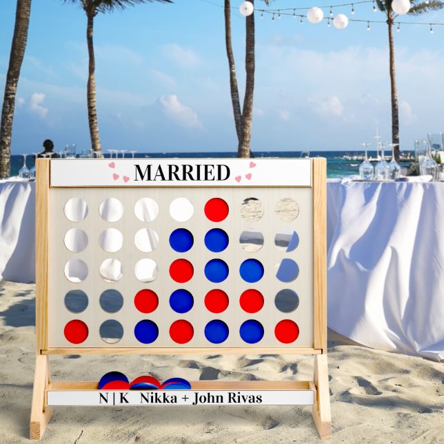 Modern Wedding  Monogrammed Name Floating Hearts  Fast Four (Wedding)