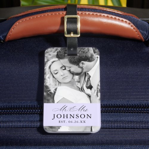 Modern Wedding Mr  Mrs Custom Photo Luggage Tag